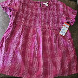 Girls Top Pink Dress Top Short Ruffle Bottom Sleeves size 10/12